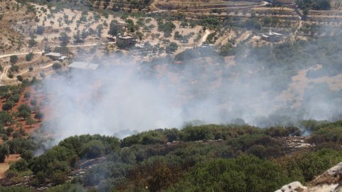 Gaziantep'te fıstık ve zeytin ağaçları bulunan arazide çıkan yangın 6 saat boyunca etkili oldu